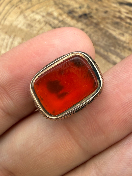 Antique Gilt Carnelian Watch Fob, Victorian Pendant
