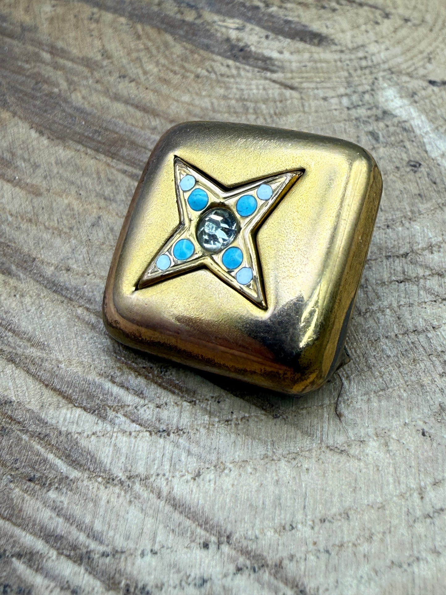 Antique Gold Gilt Paste Brooch, Star & Square Shape