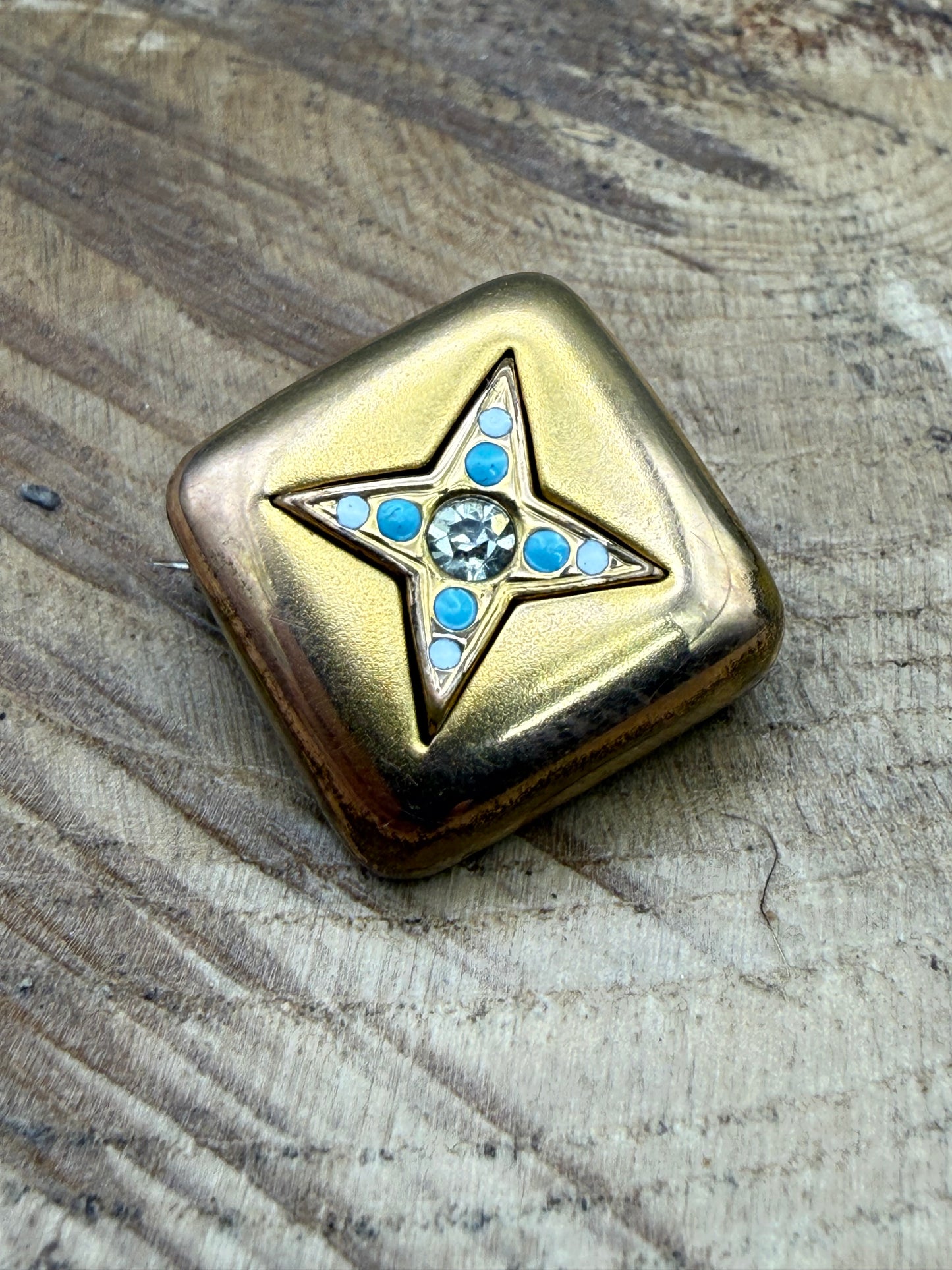 Antique Gold Gilt Paste Brooch, Star & Square Shape