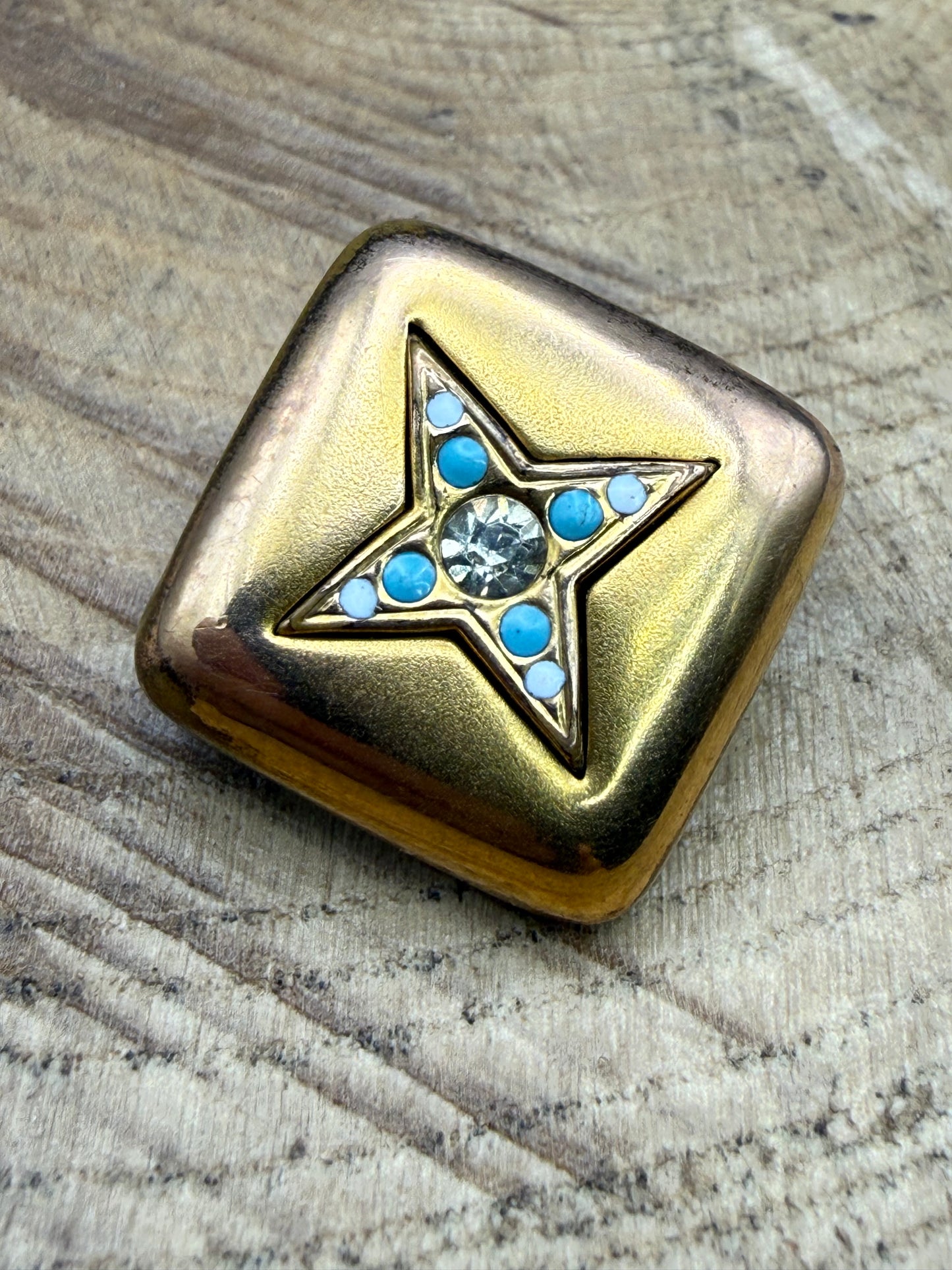 Antique Gold Gilt Paste Brooch, Star & Square Shape