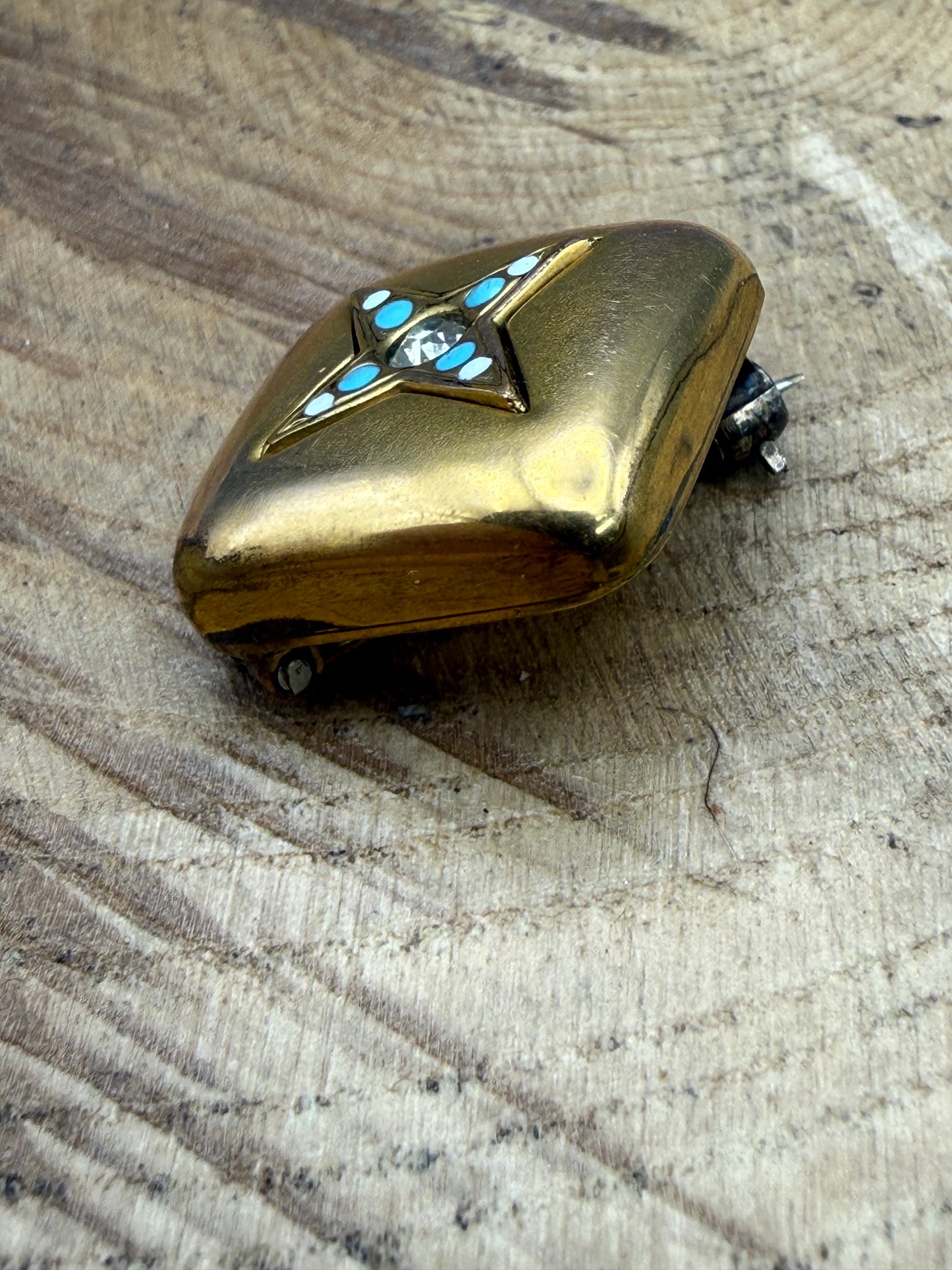 Antique Gold Gilt Paste Brooch, Star & Square Shape