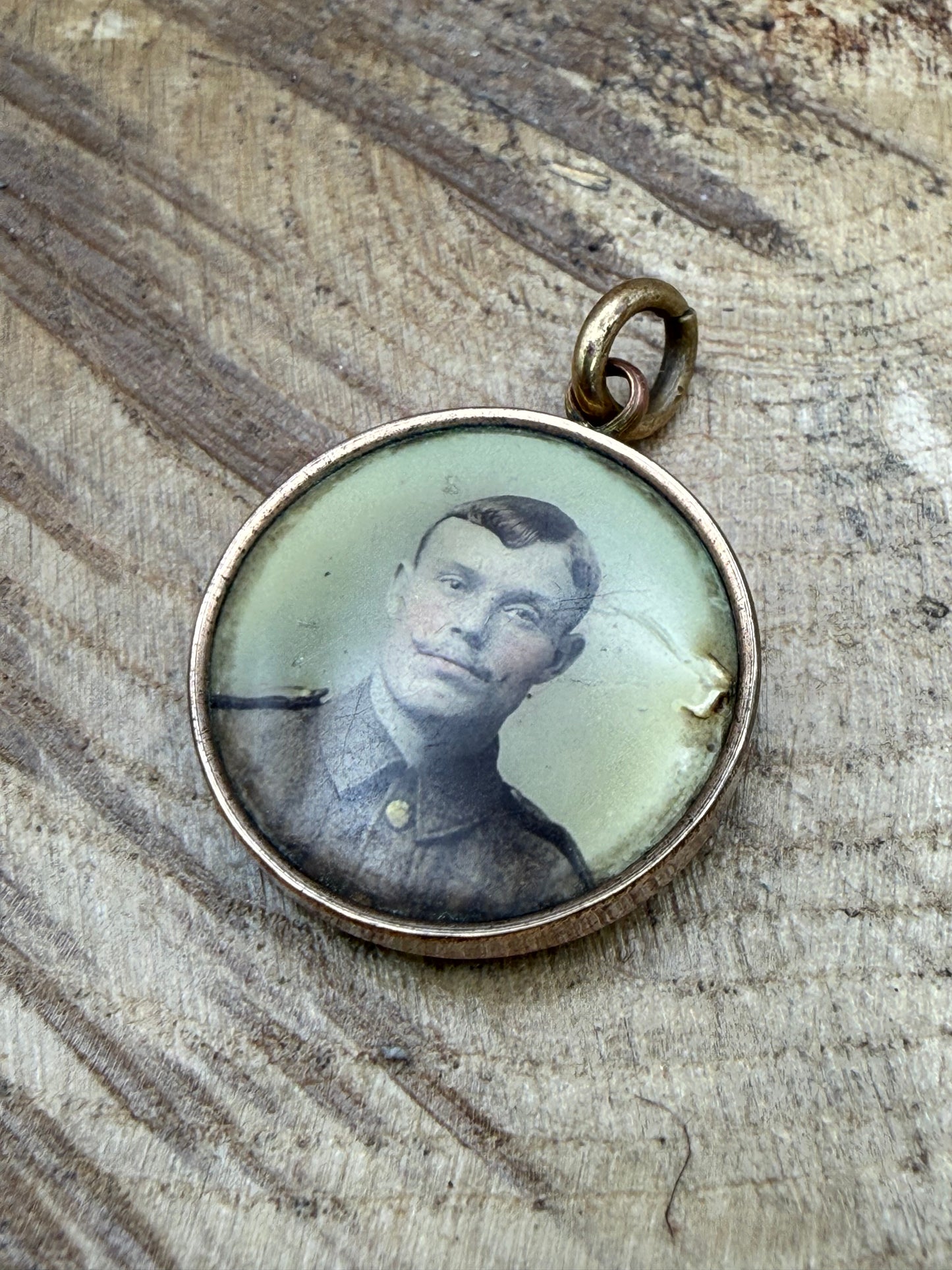 Antique WWI Soldier Photo Memorial Pendant