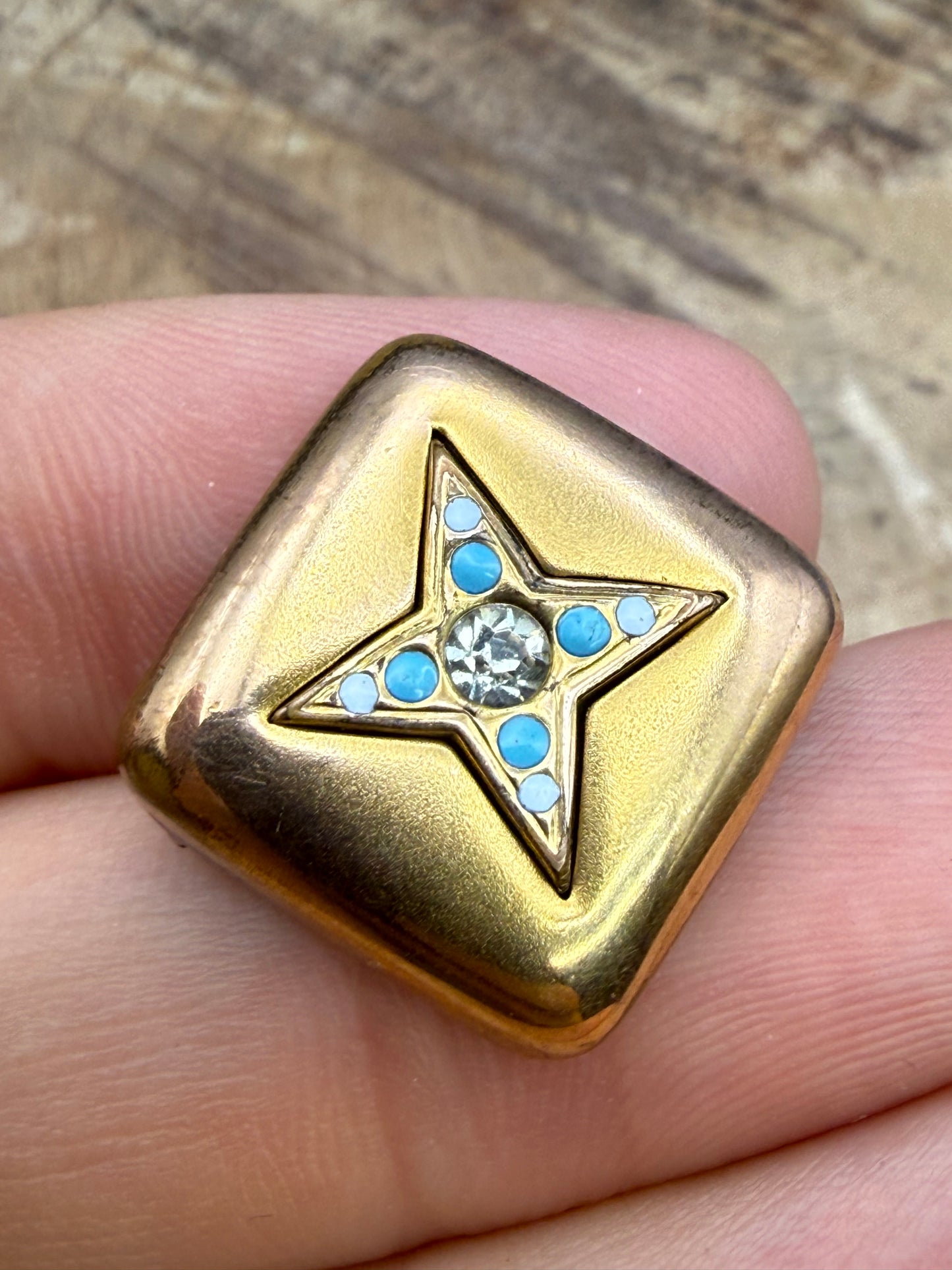 Antique Gold Gilt Paste Brooch, Star & Square Shape
