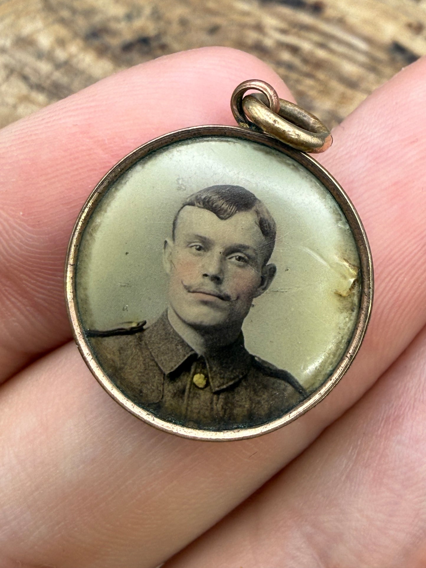 Antique WWI Soldier Photo Memorial Pendant