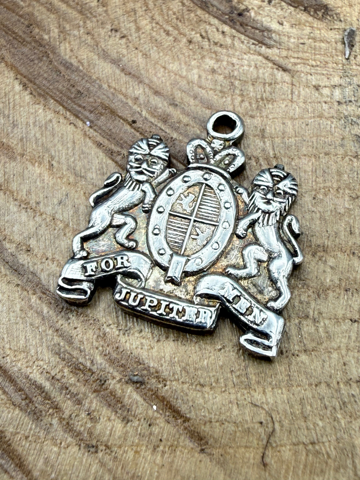 Vintage Sterling Silver Coat of Arms Fob Pendant, F&S 1966