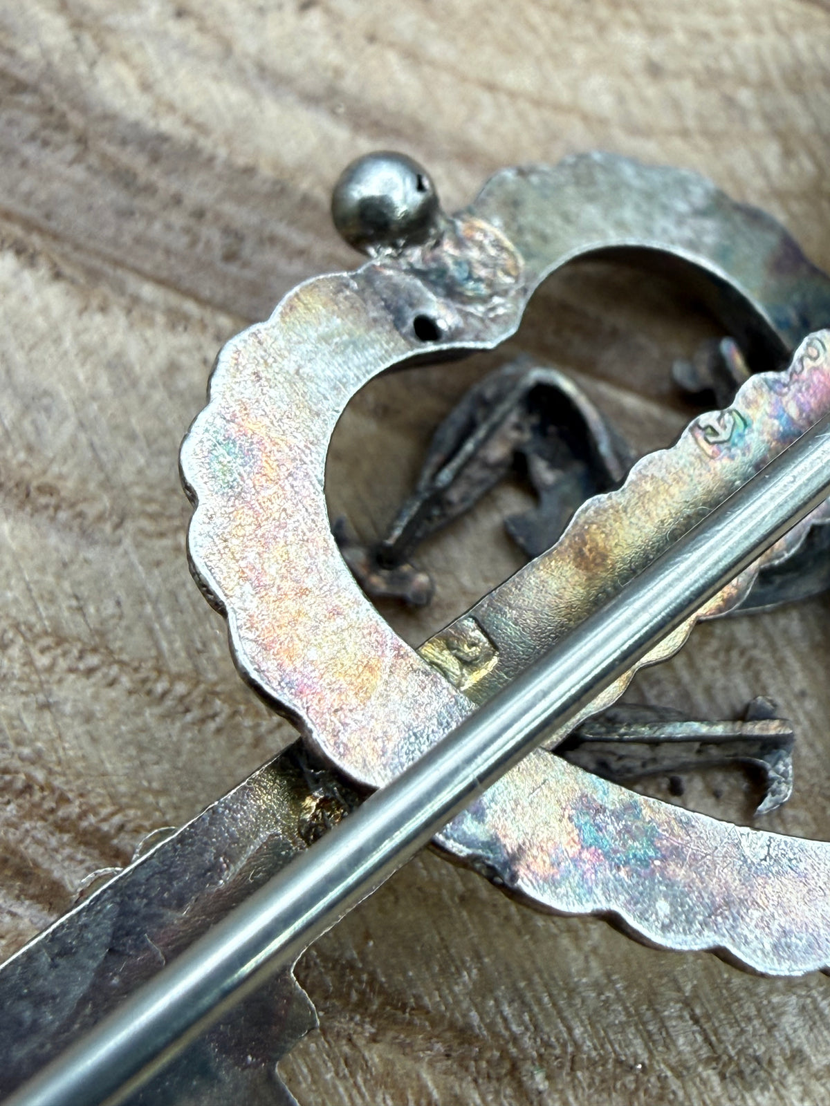 Victorian Sterling Silver Key & Heart Sweetheart Brooch