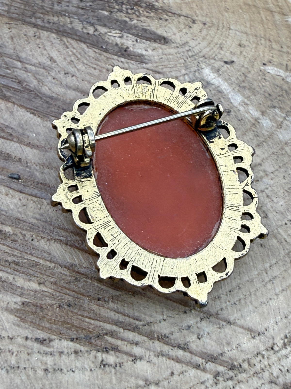 Vintage Cameo Brooch with Beaded Openwork Frame