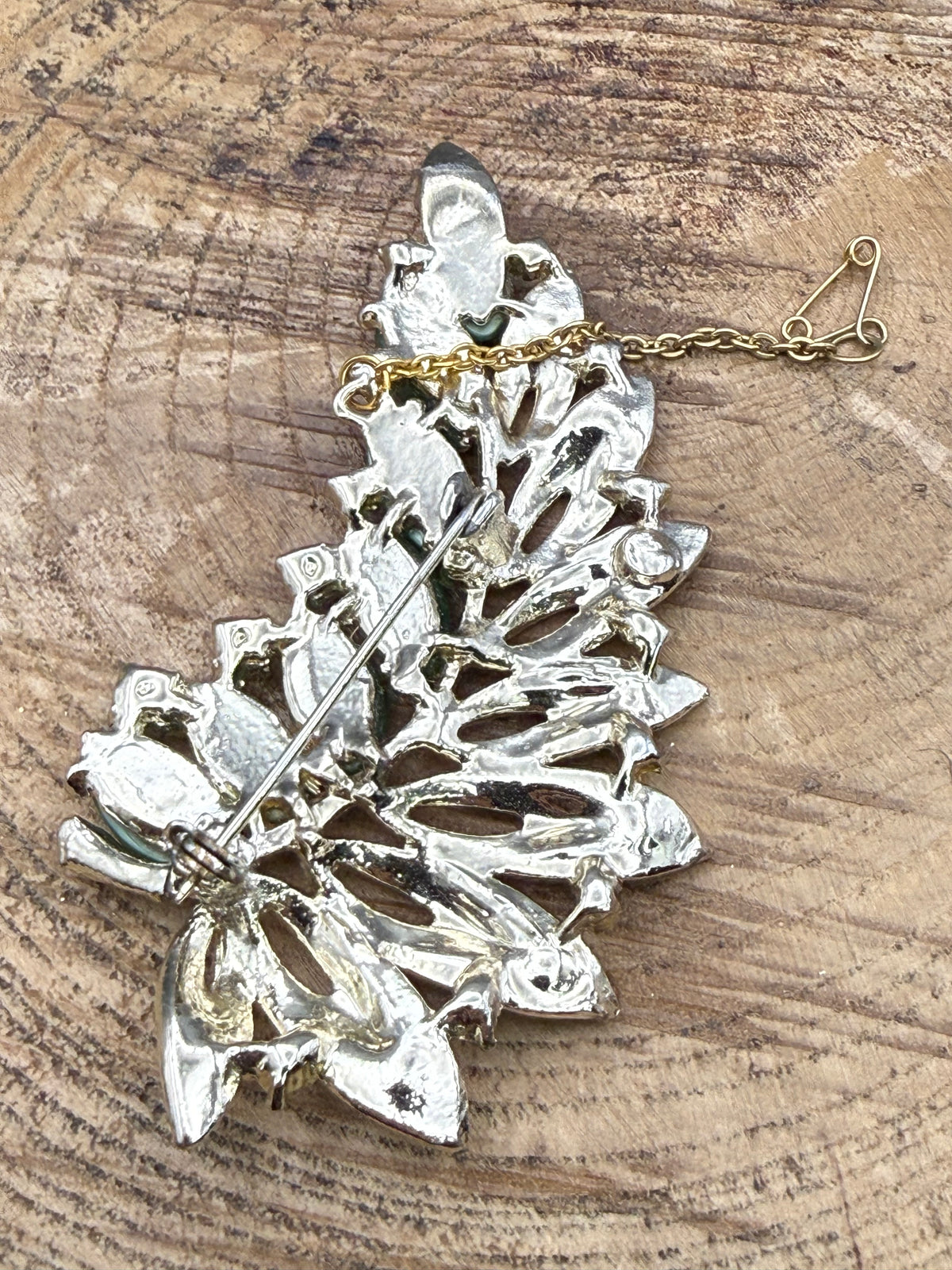 Vintage Green Lucite Leaf Brooch, 1960s