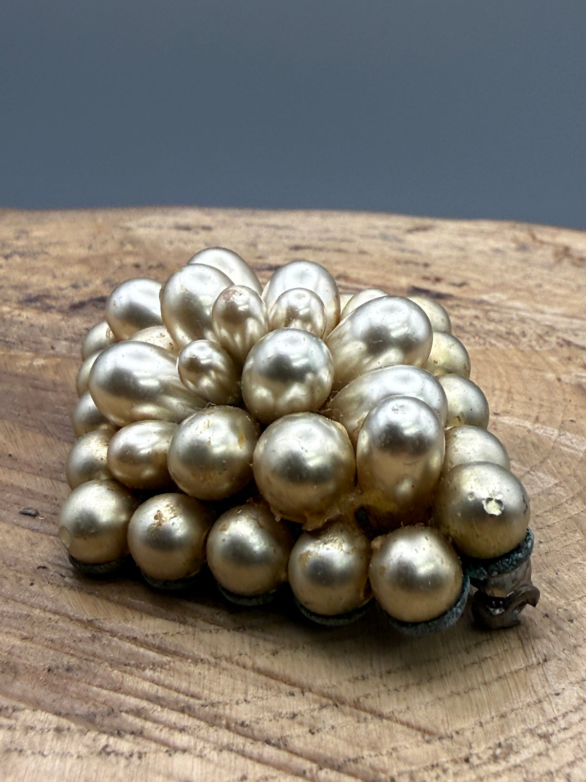 Vintage Striking Faux Pearl Cluster Brooch