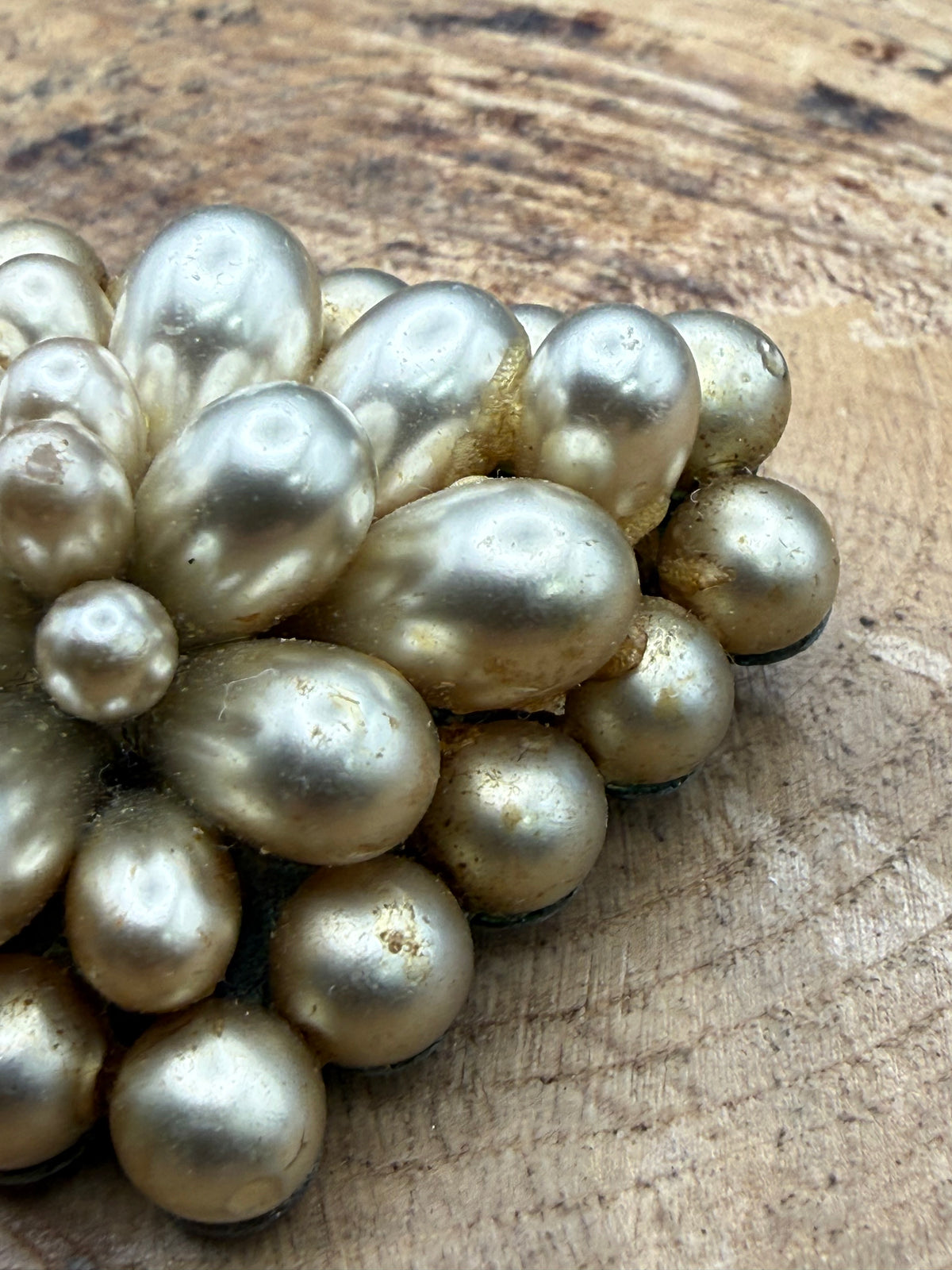 Vintage Striking Faux Pearl Cluster Brooch