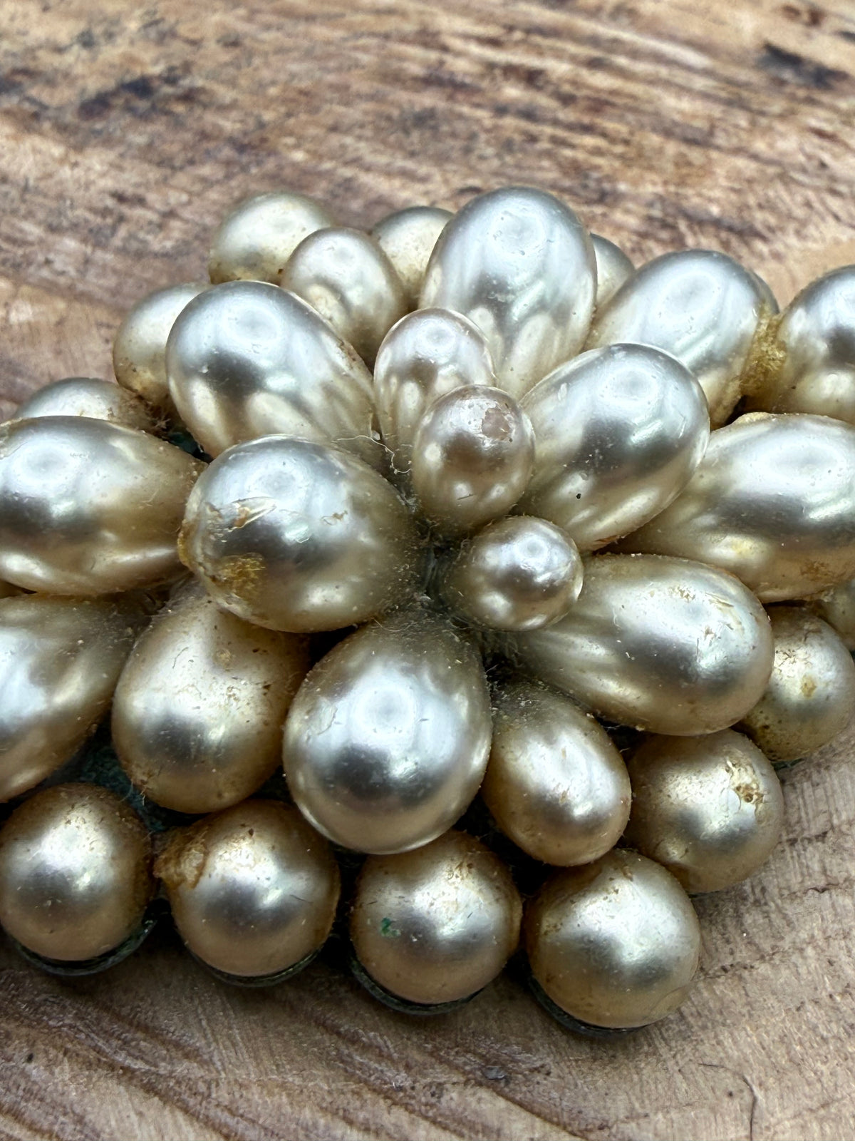 Vintage Striking Faux Pearl Cluster Brooch