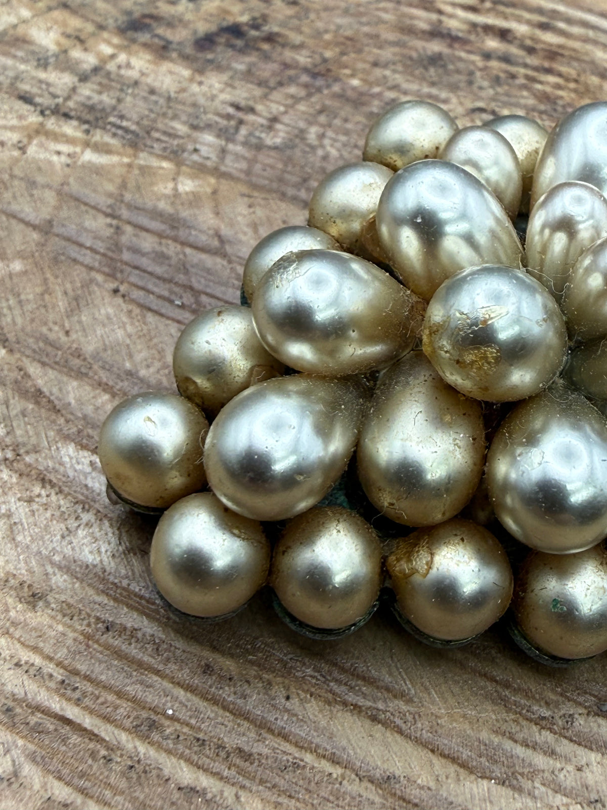 Vintage Striking Faux Pearl Cluster Brooch