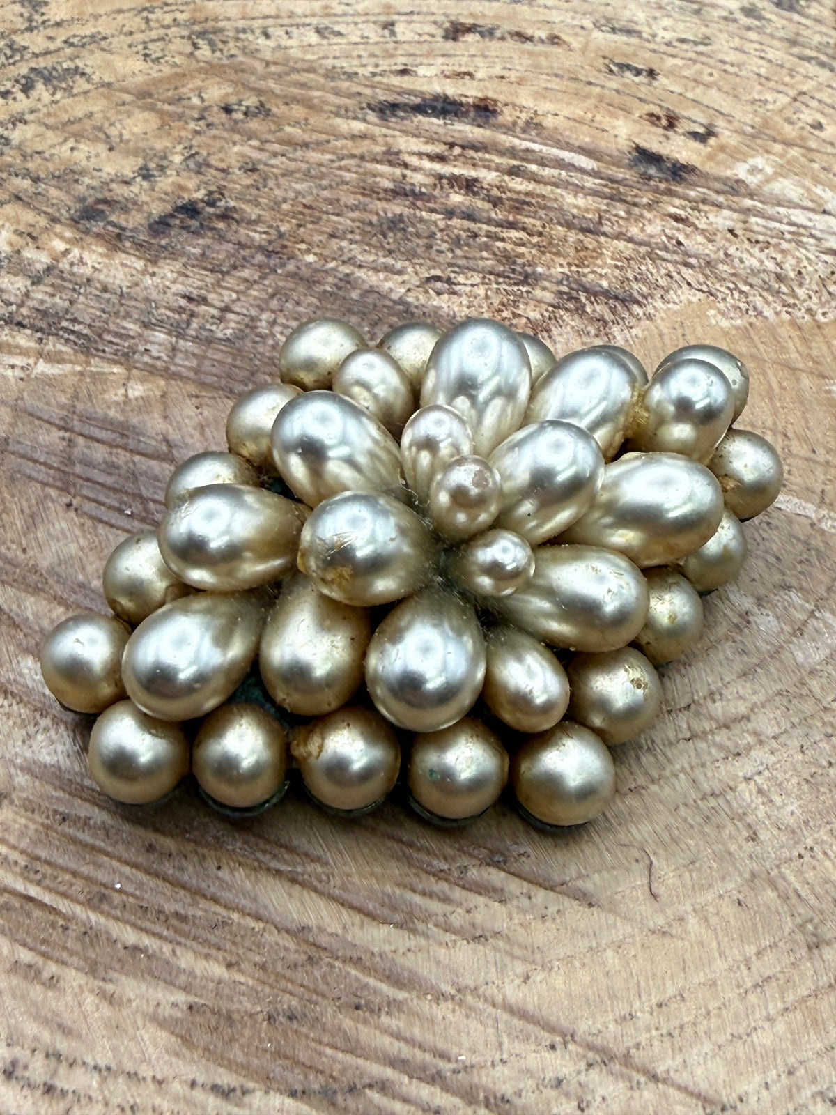 Vintage Striking Faux Pearl Cluster Brooch