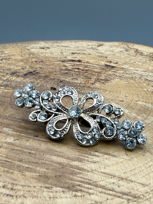 Vintage Rhinestone Floral Brooch