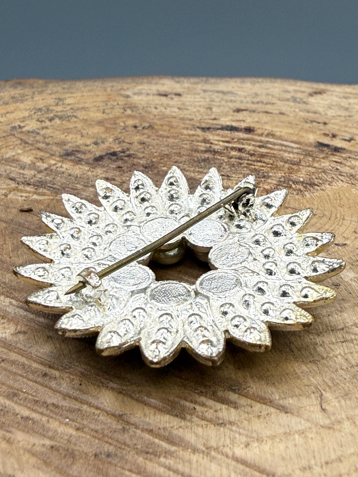 Vintage Starburst Brooch, Faux Pearl & Rhinestone