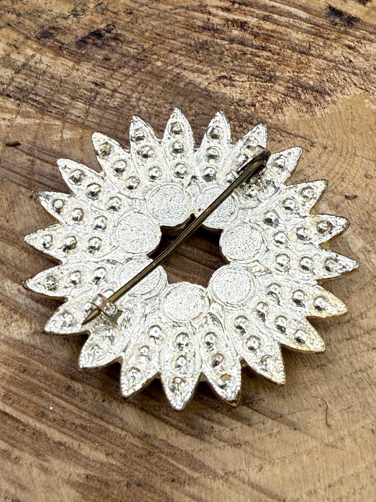 Vintage Starburst Brooch, Faux Pearl & Rhinestone