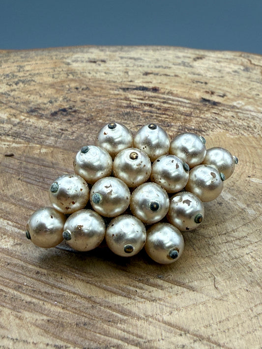 Vintage Faux Pearl Cluster Brooch