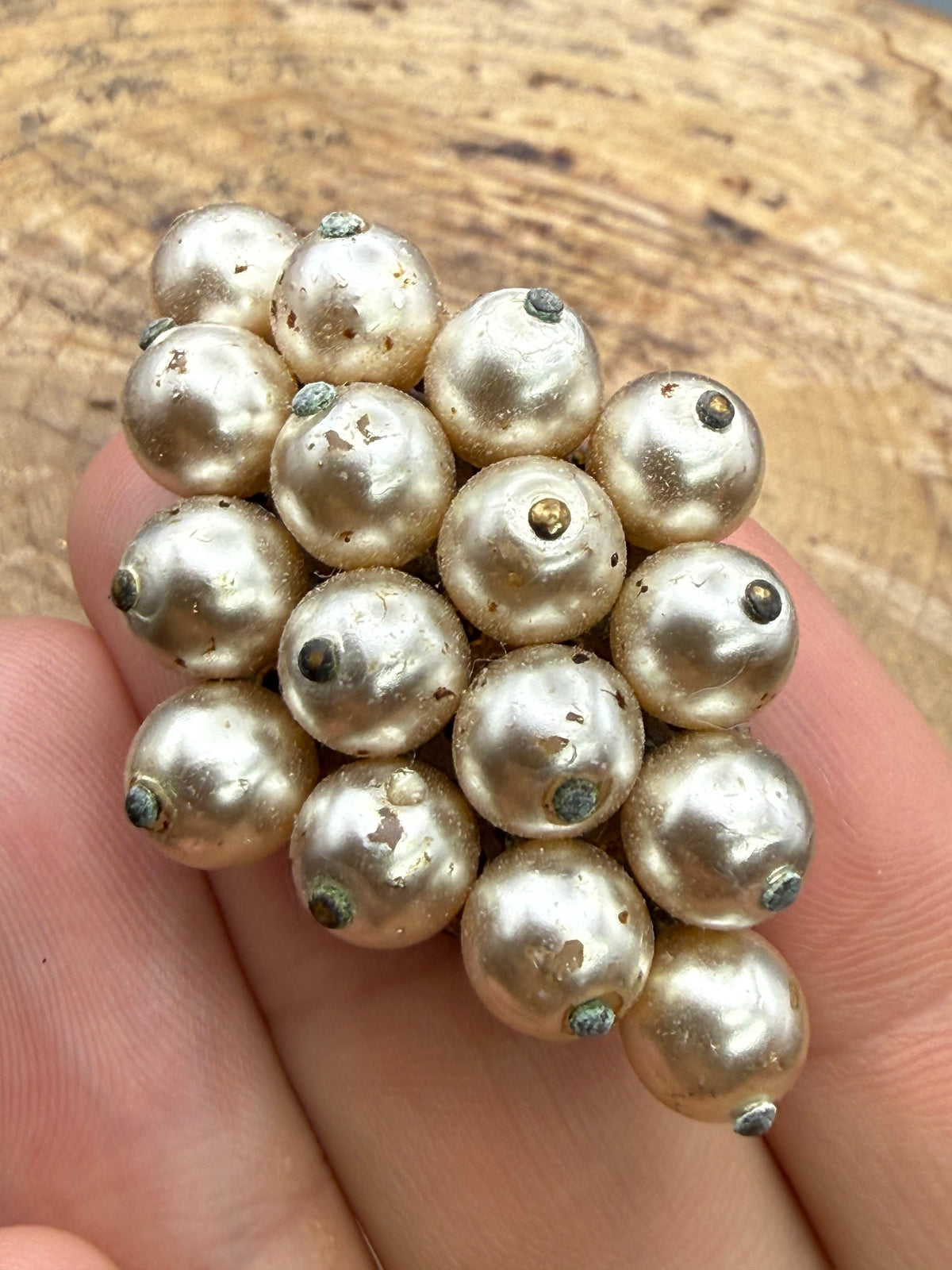 Vintage Faux Pearl Cluster Brooch