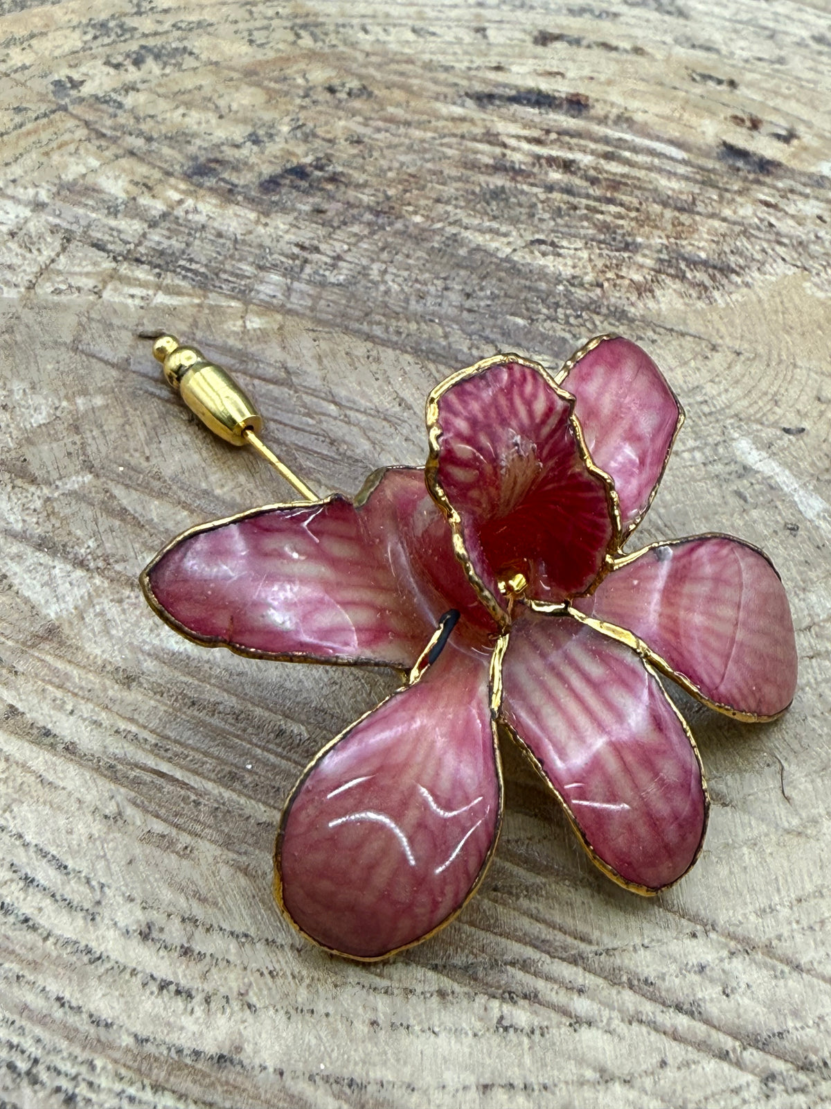 Vintage Pink Orchid Stick Pin