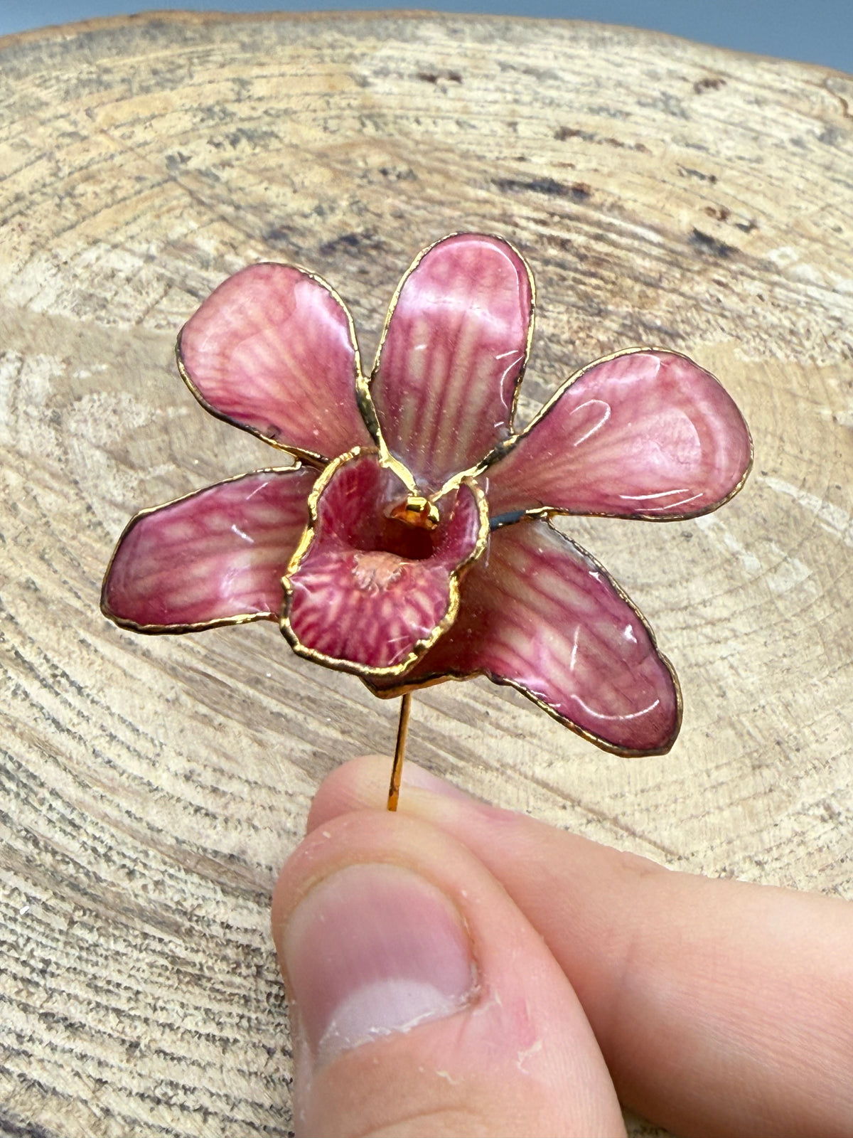 Vintage Pink Orchid Stick Pin