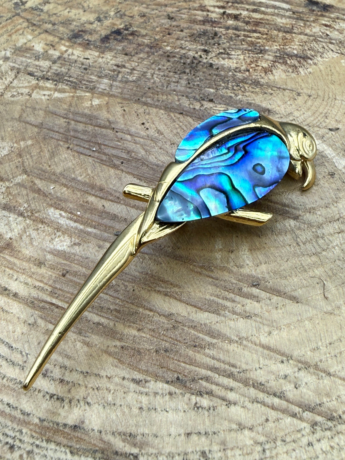 Vintage Parrot Brooch with Abalone Wings