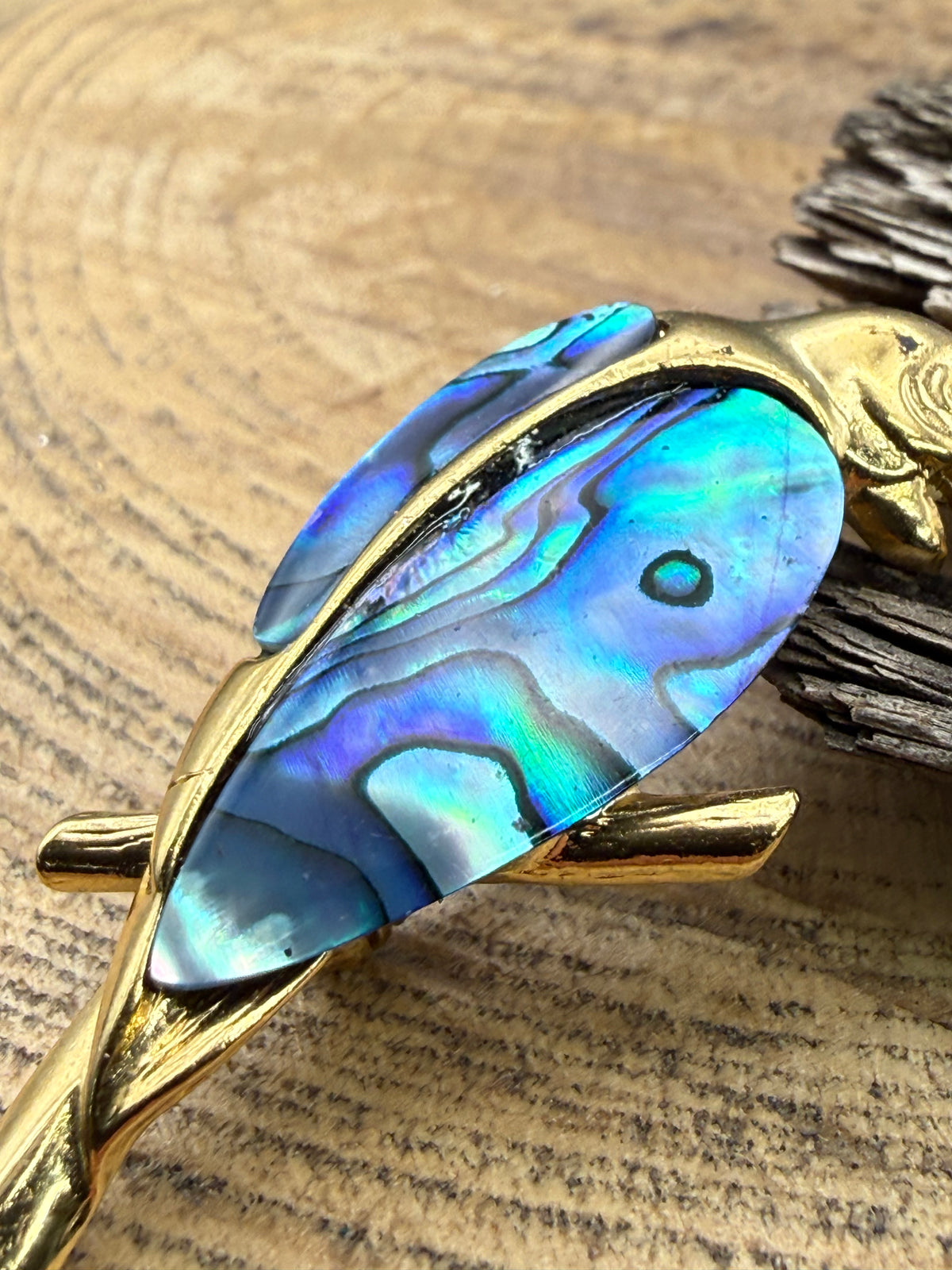 Vintage Parrot Brooch with Abalone Wings