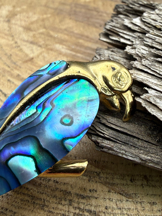 Vintage Parrot Brooch with Abalone Wings