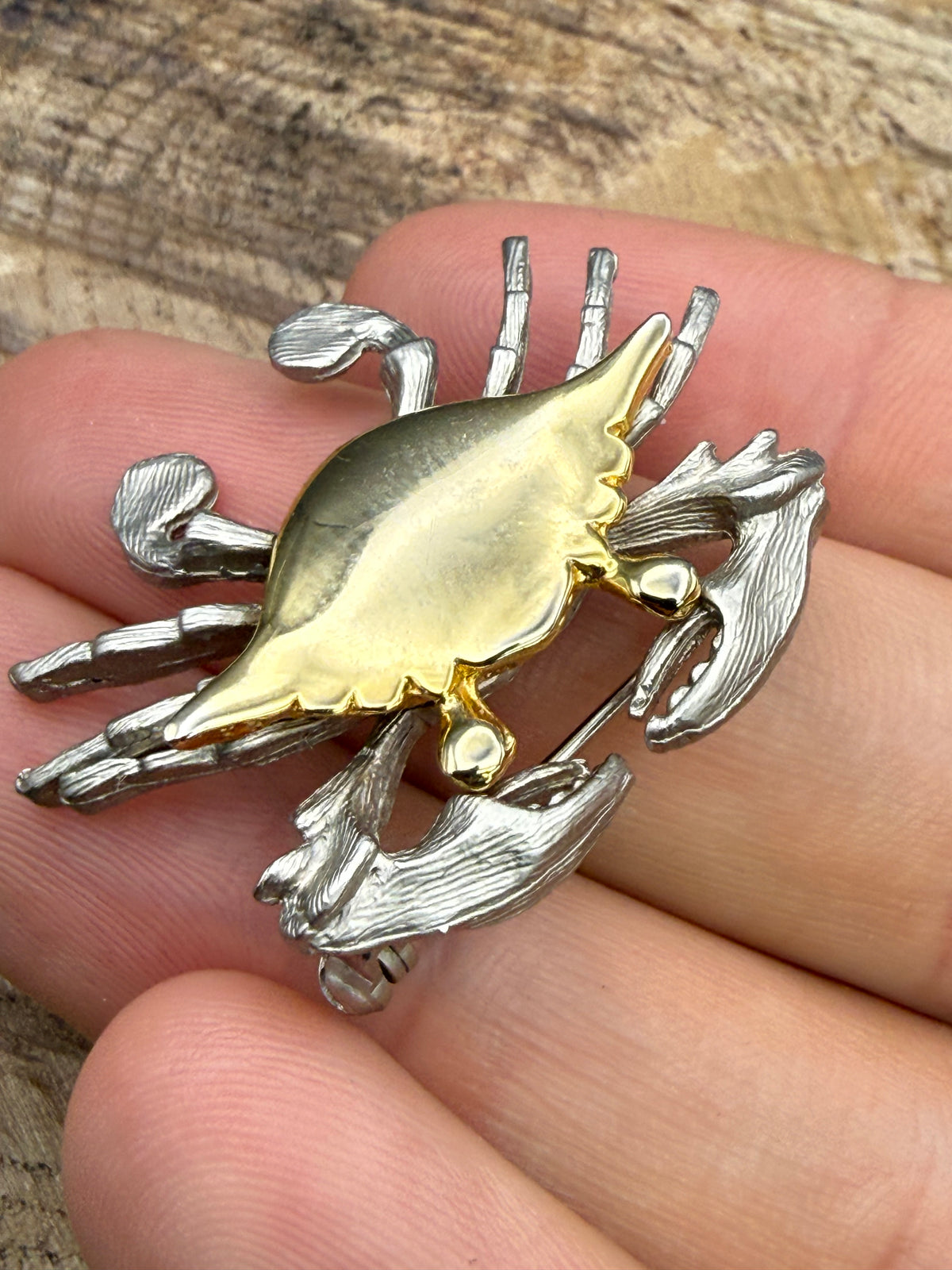 Charming Two-Tone Crab Brooch