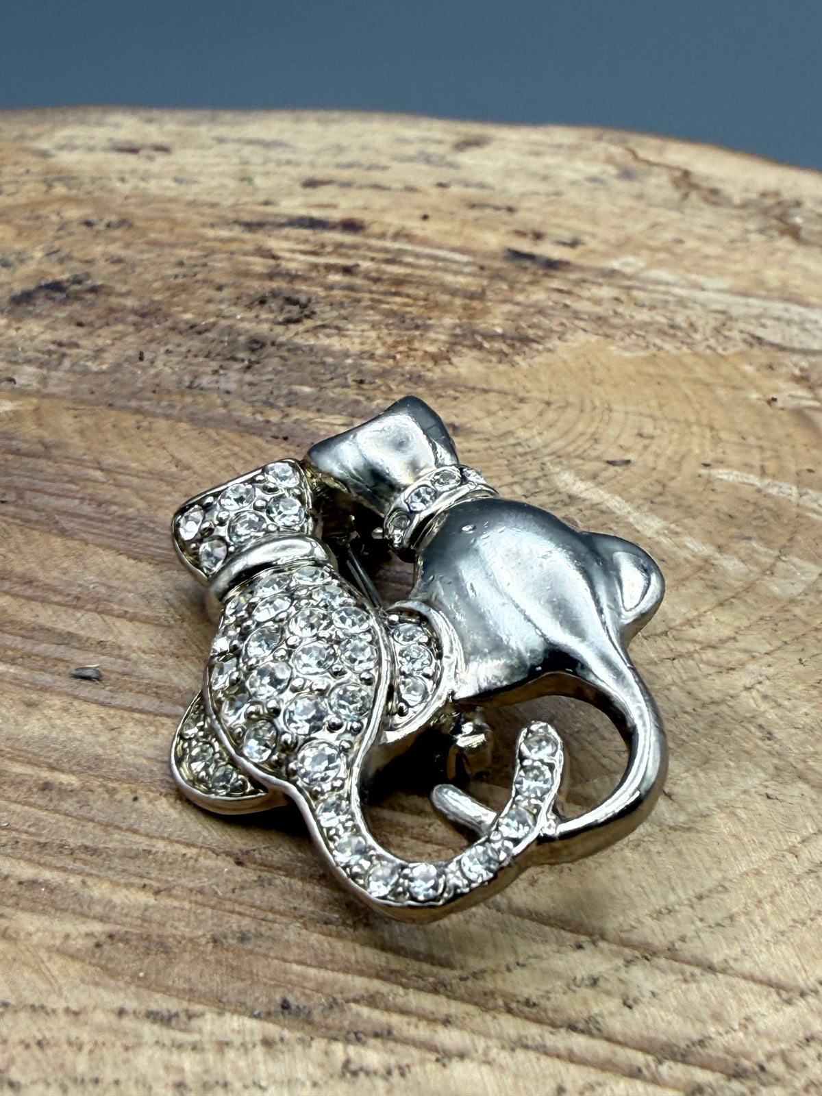Vintage Silver Tone Entwined Cats Brooch
