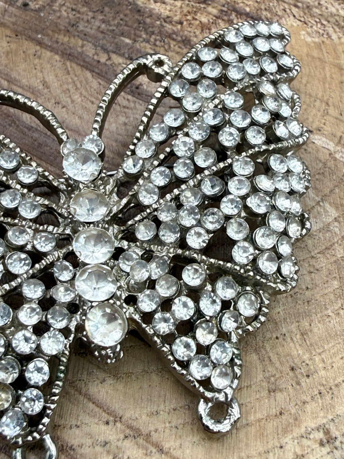 Vintage Pave Rhinestone Butterfly Brooch