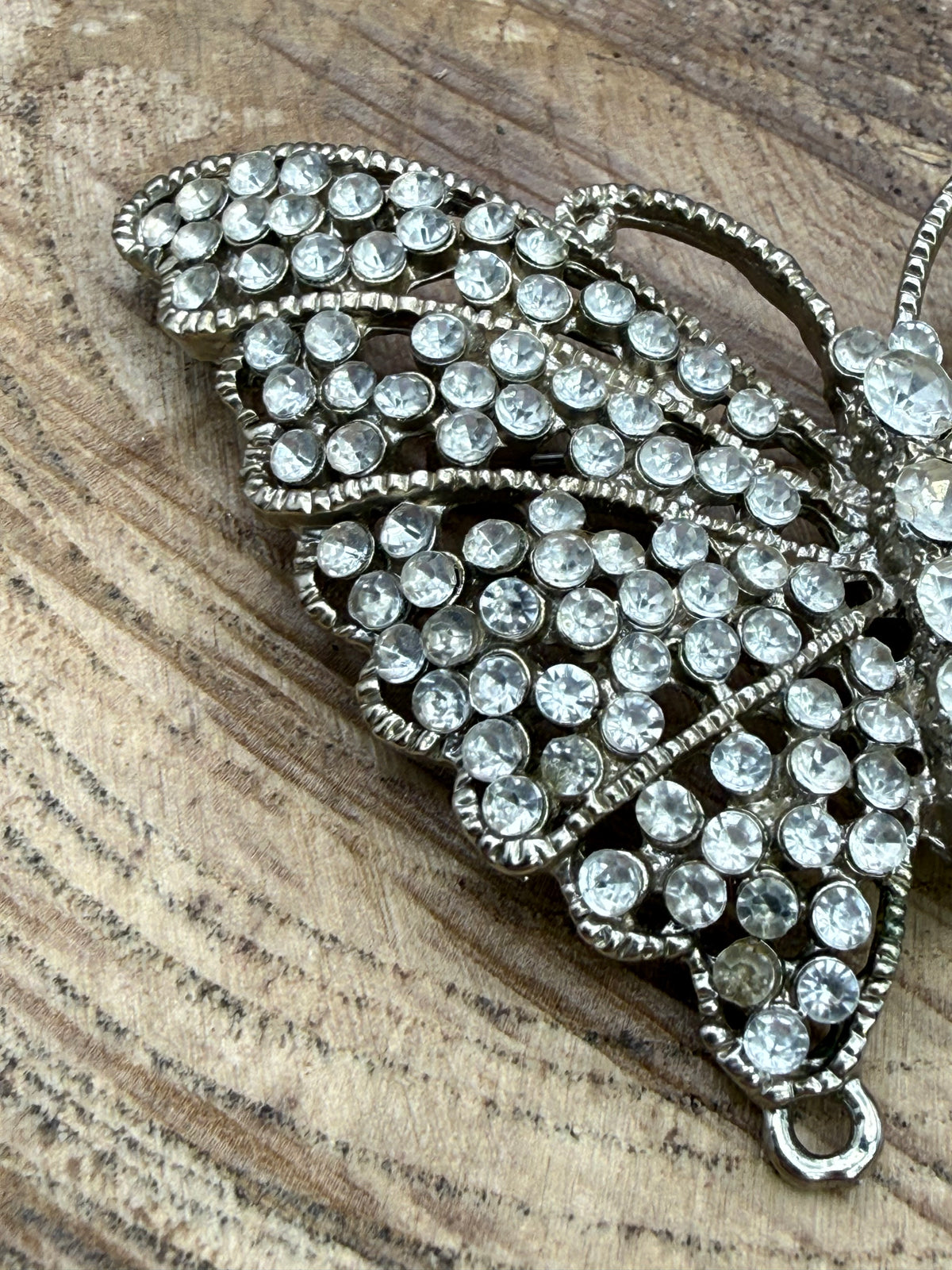 Vintage Pave Rhinestone Butterfly Brooch