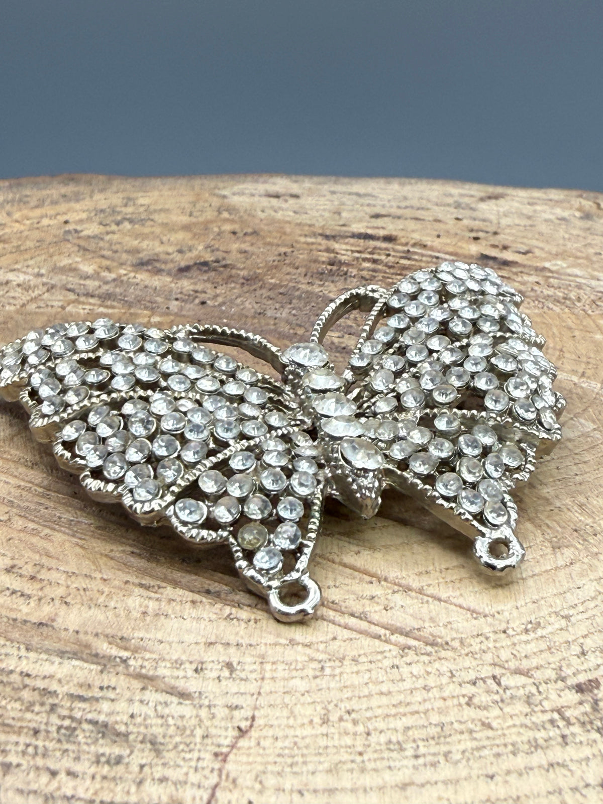 Vintage Pave Rhinestone Butterfly Brooch