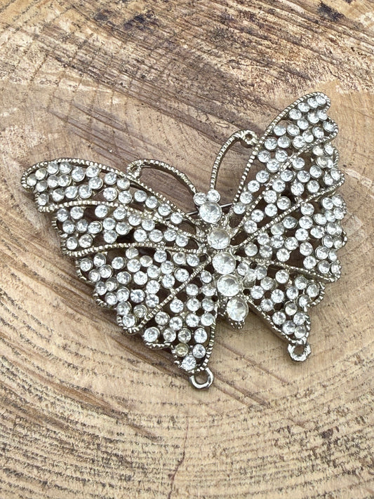 Vintage Pave Rhinestone Butterfly Brooch