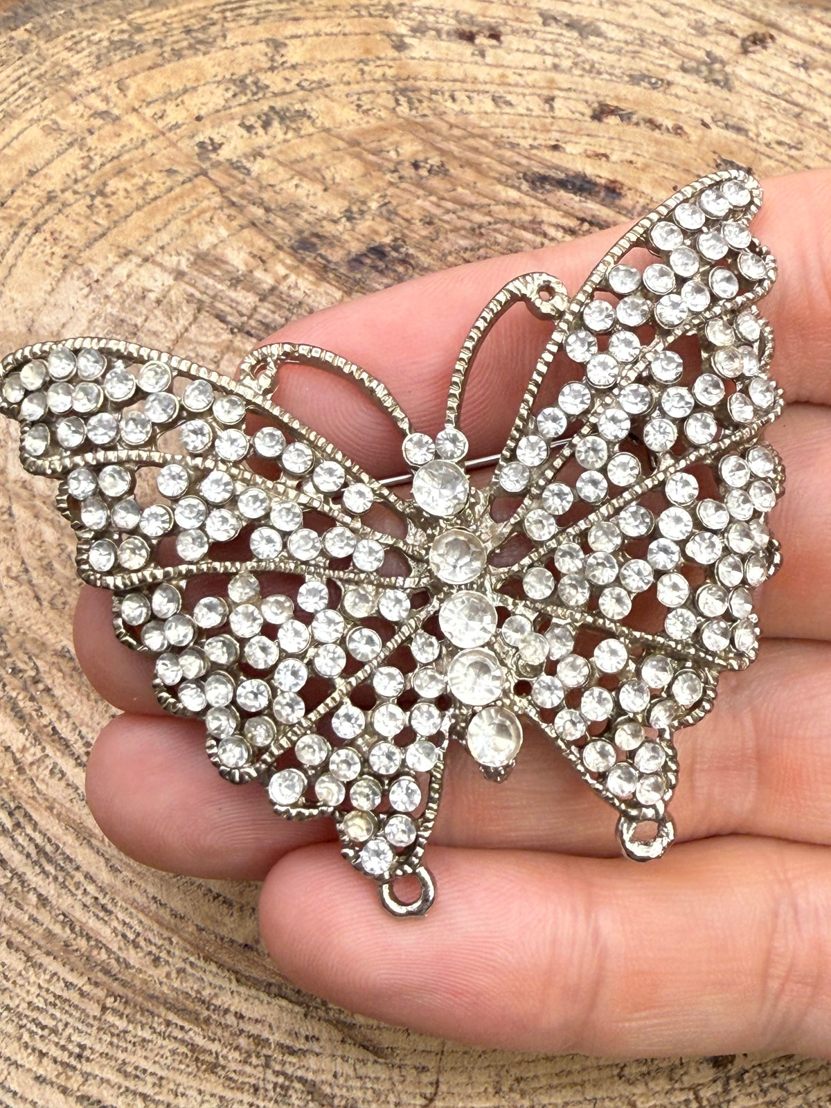 Vintage Pave Rhinestone Butterfly Brooch