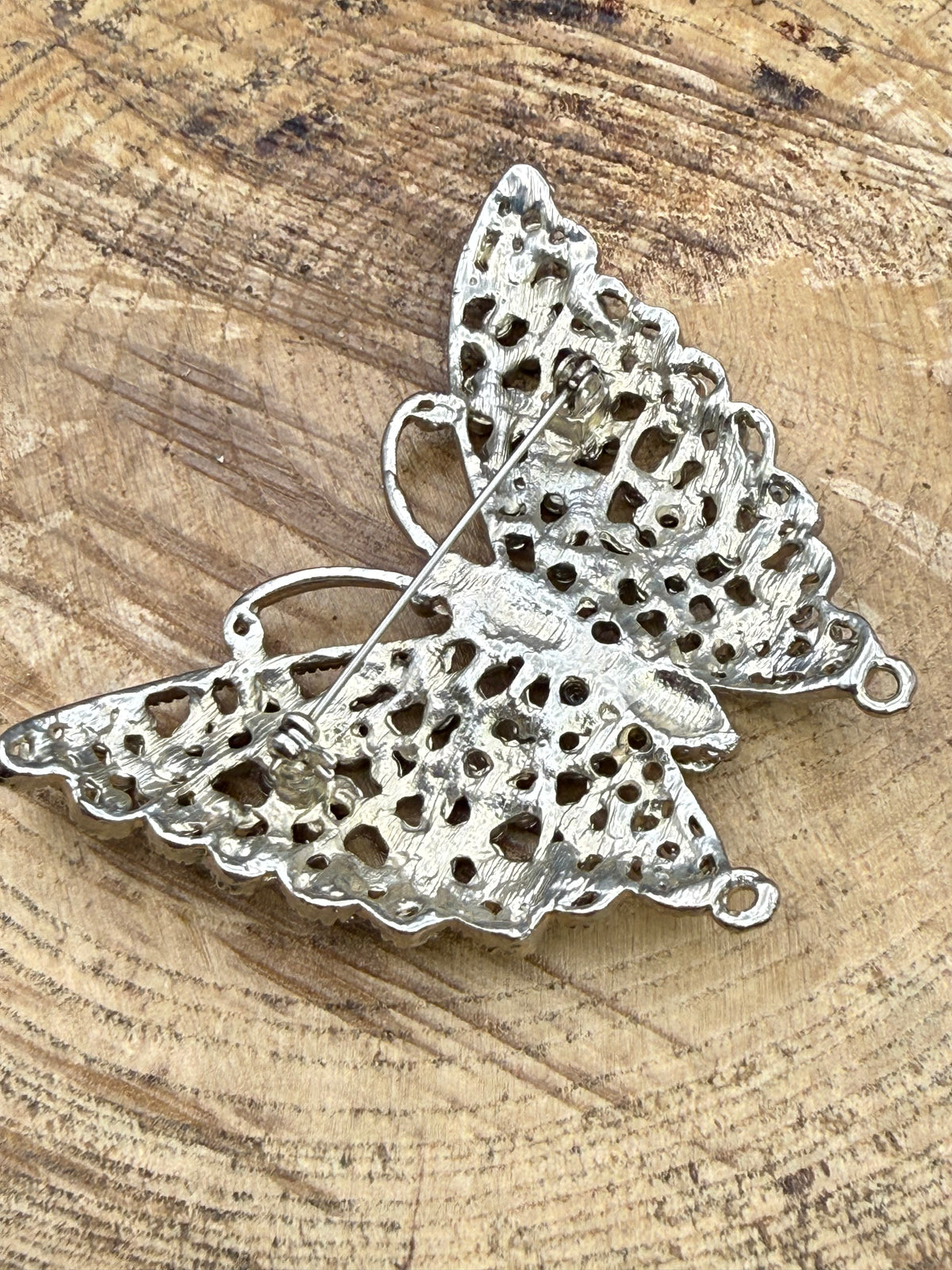 Vintage Pave Rhinestone Butterfly Brooch