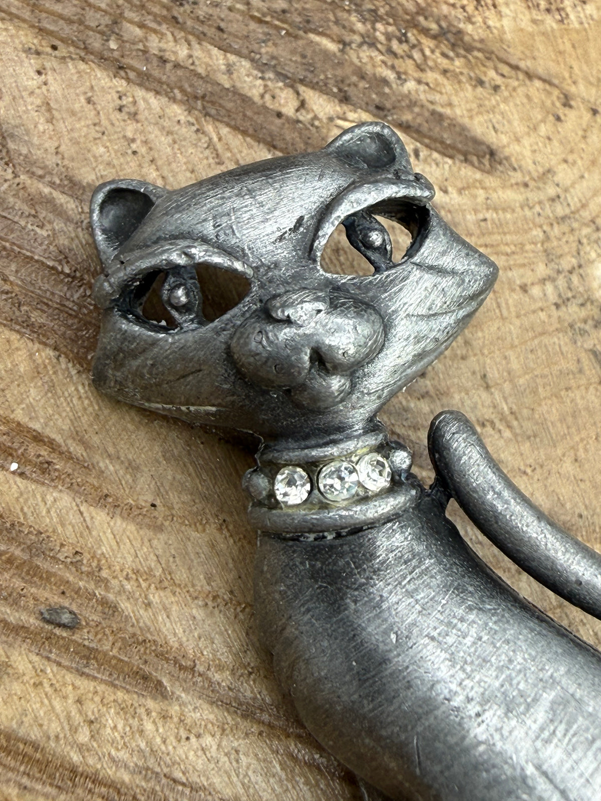 Vintage AJC Pewter Cat Brooch