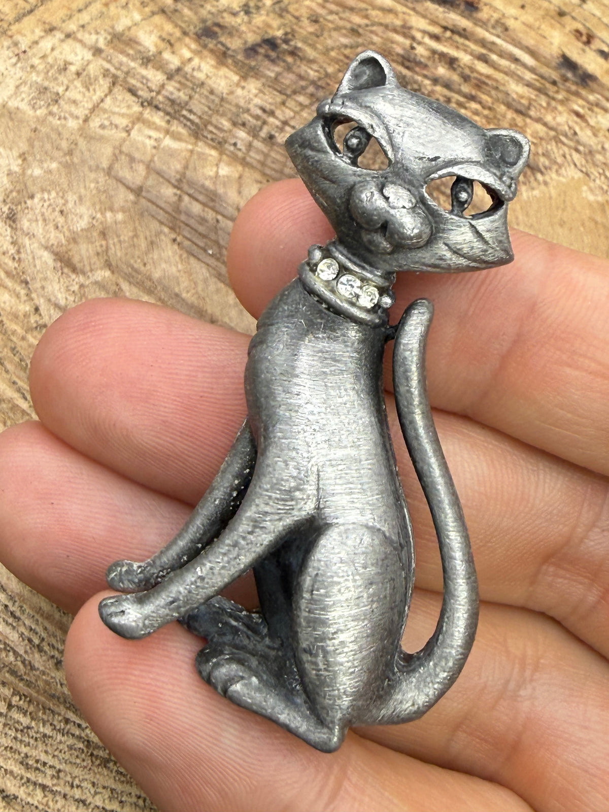 Vintage AJC Pewter Cat Brooch