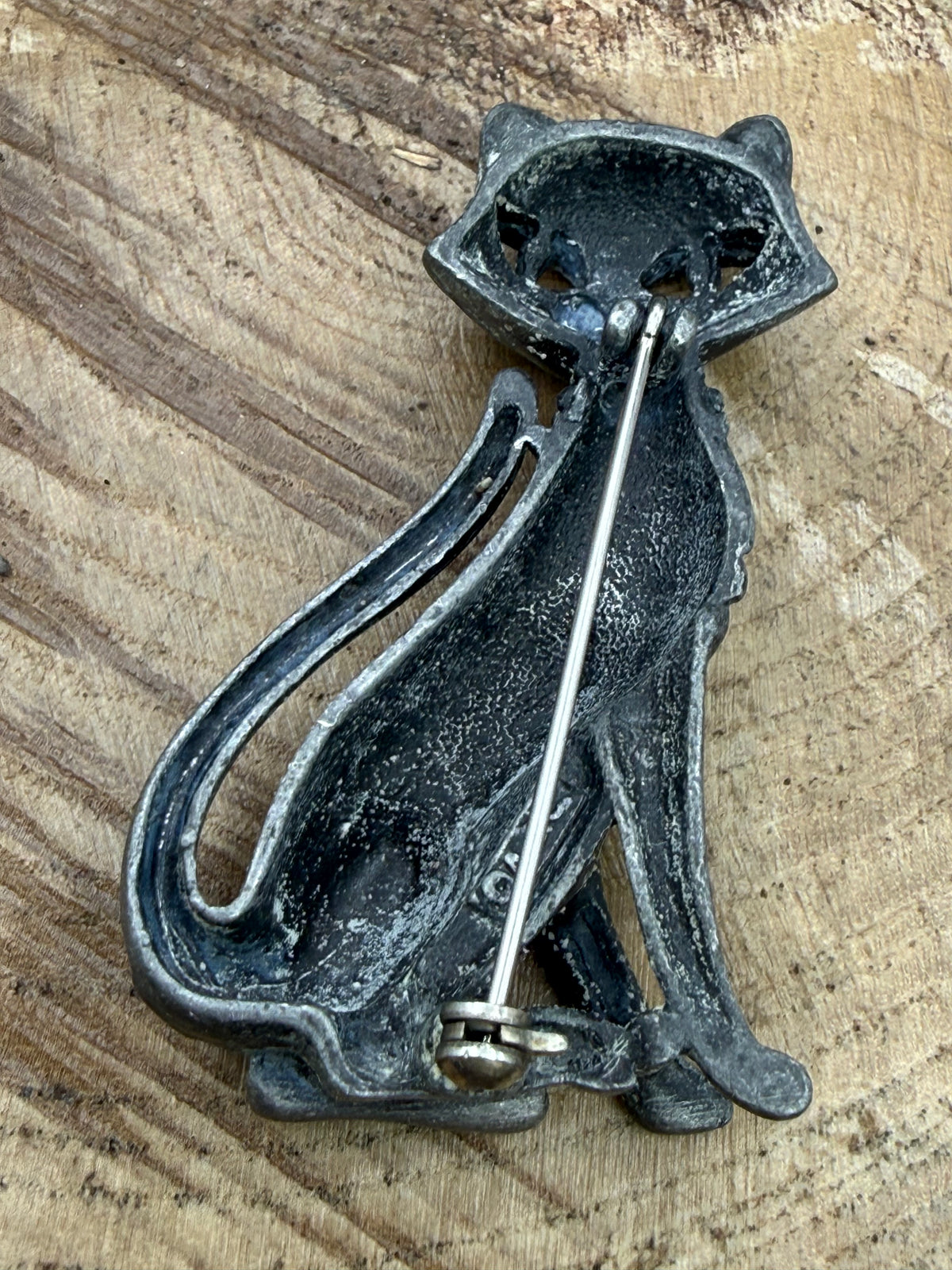 Vintage AJC Pewter Cat Brooch