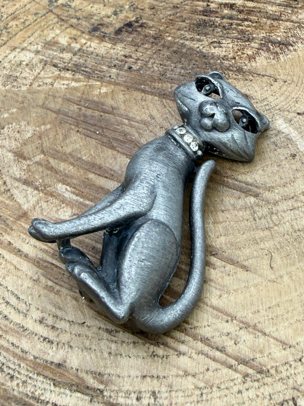 Vintage AJC Pewter Cat Brooch