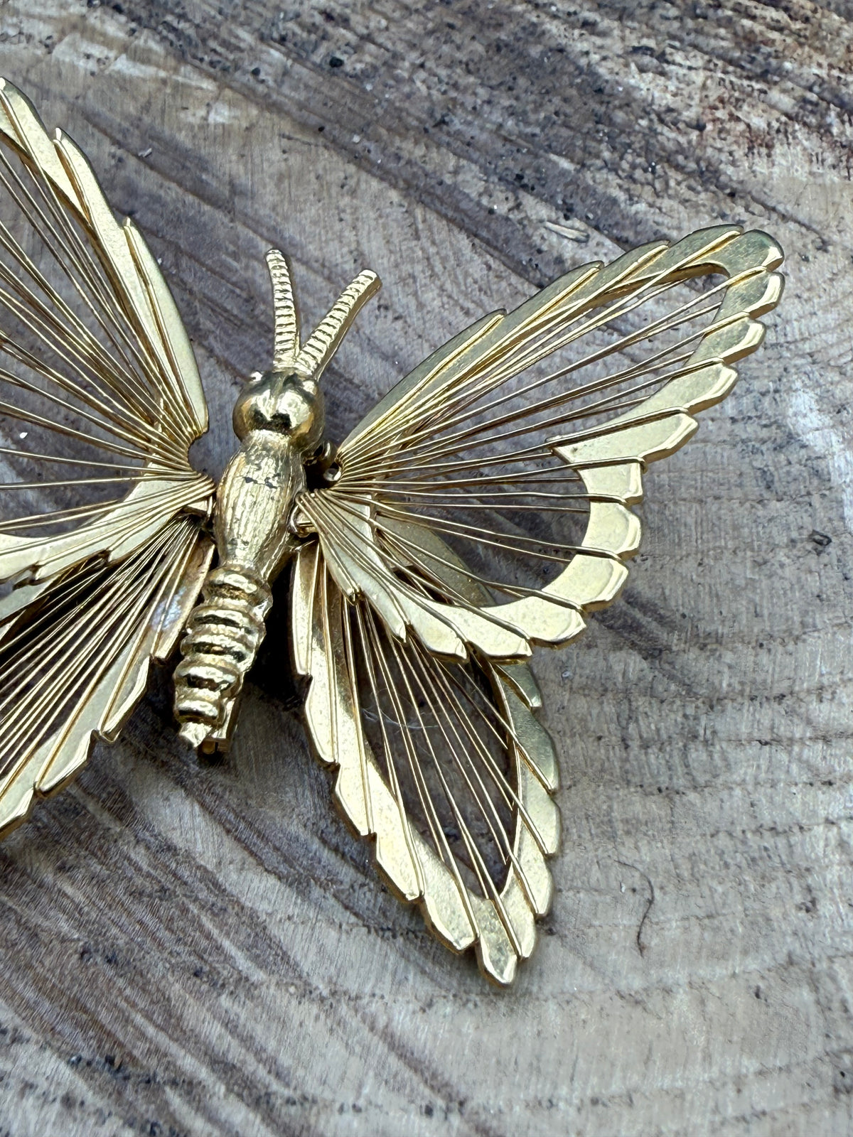 Vintage Monet Butterfly Brooch, Openwork Wings