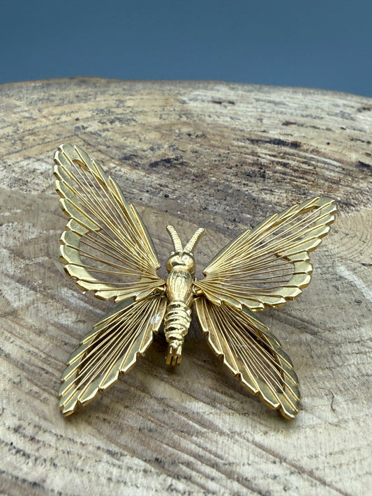 Vintage Monet Butterfly Brooch, Openwork Wings