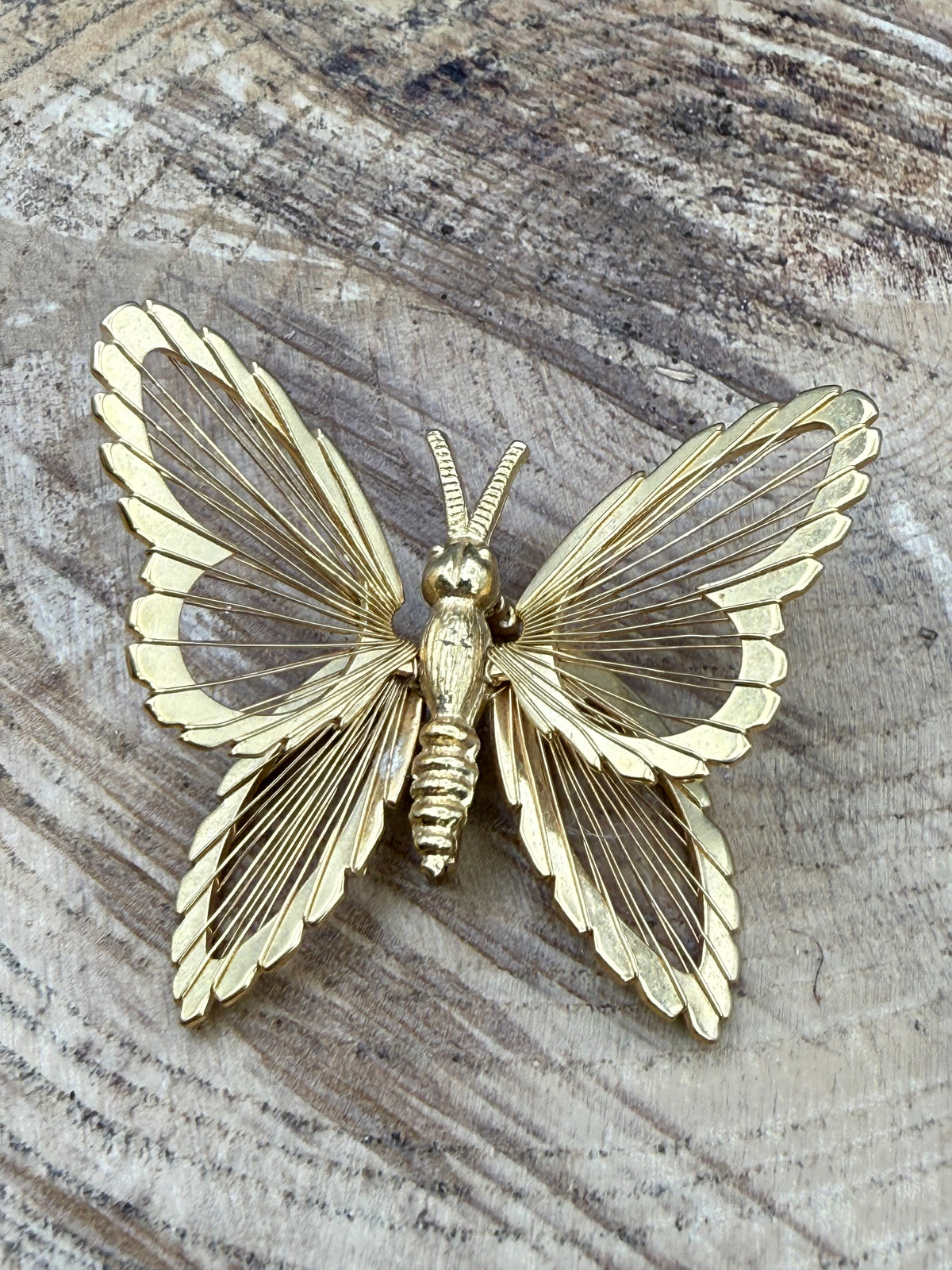 Vintage Monet Butterfly Brooch, Openwork Wings