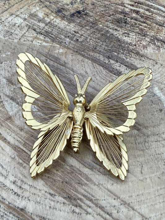 Vintage Monet Butterfly Brooch, Openwork Wings