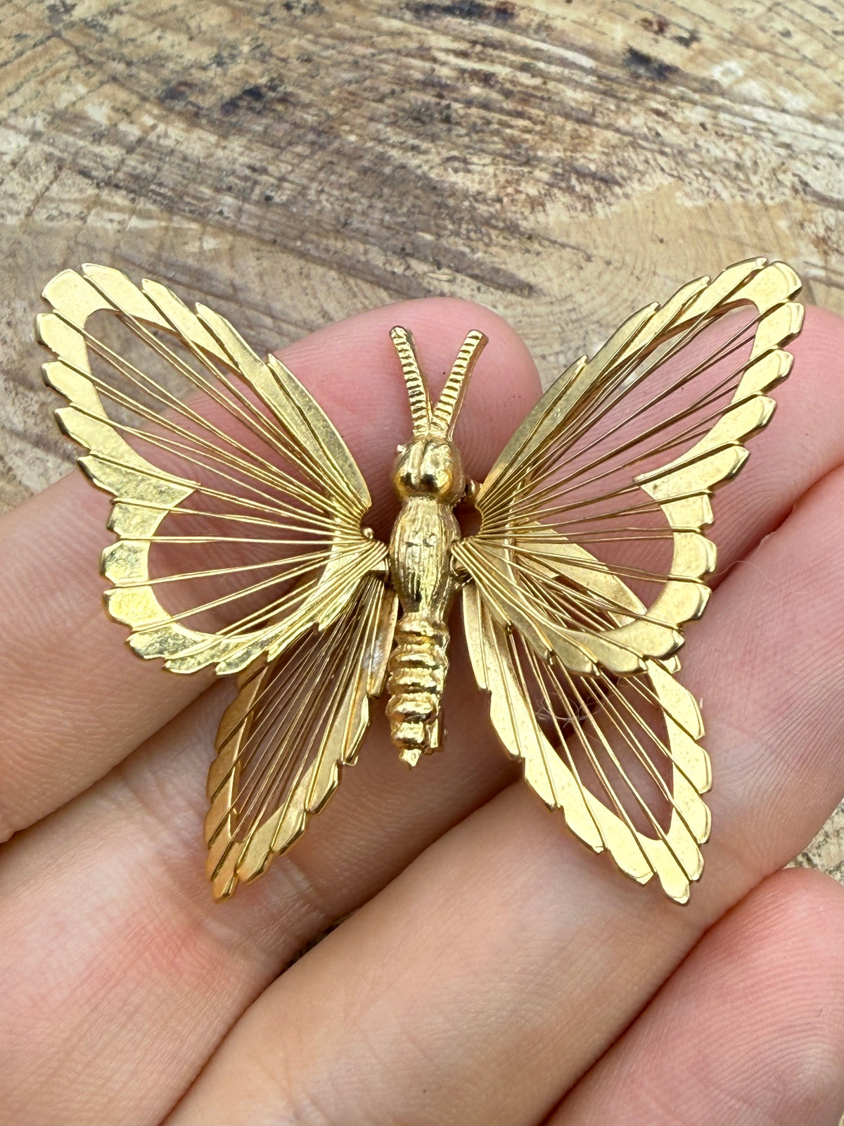 Vintage Monet Butterfly Brooch, Openwork Wings