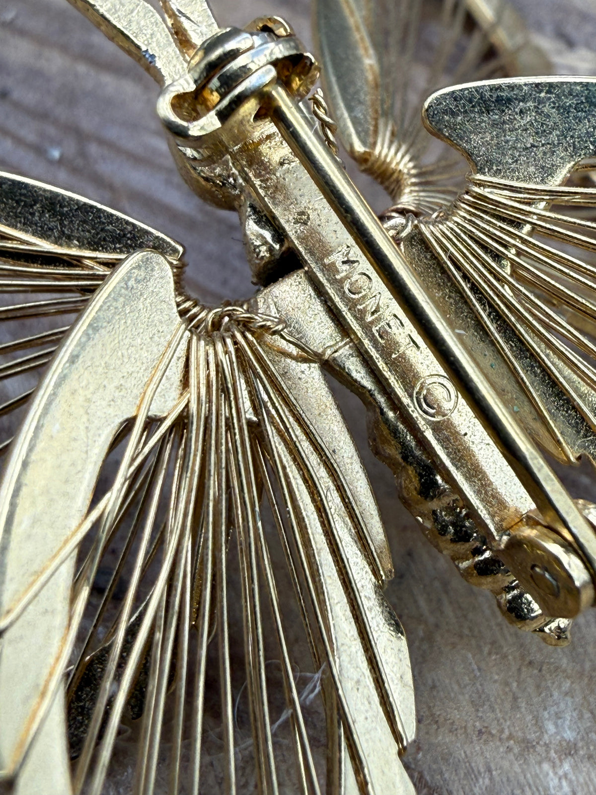 Vintage Monet Butterfly Brooch, Openwork Wings
