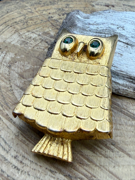 Vintage Avon Owl Brooch, Perfume Glace Compartment