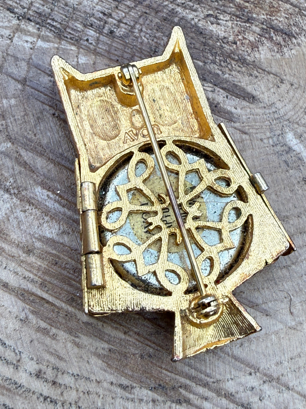 Vintage Avon Owl Brooch, Perfume Glace Compartment
