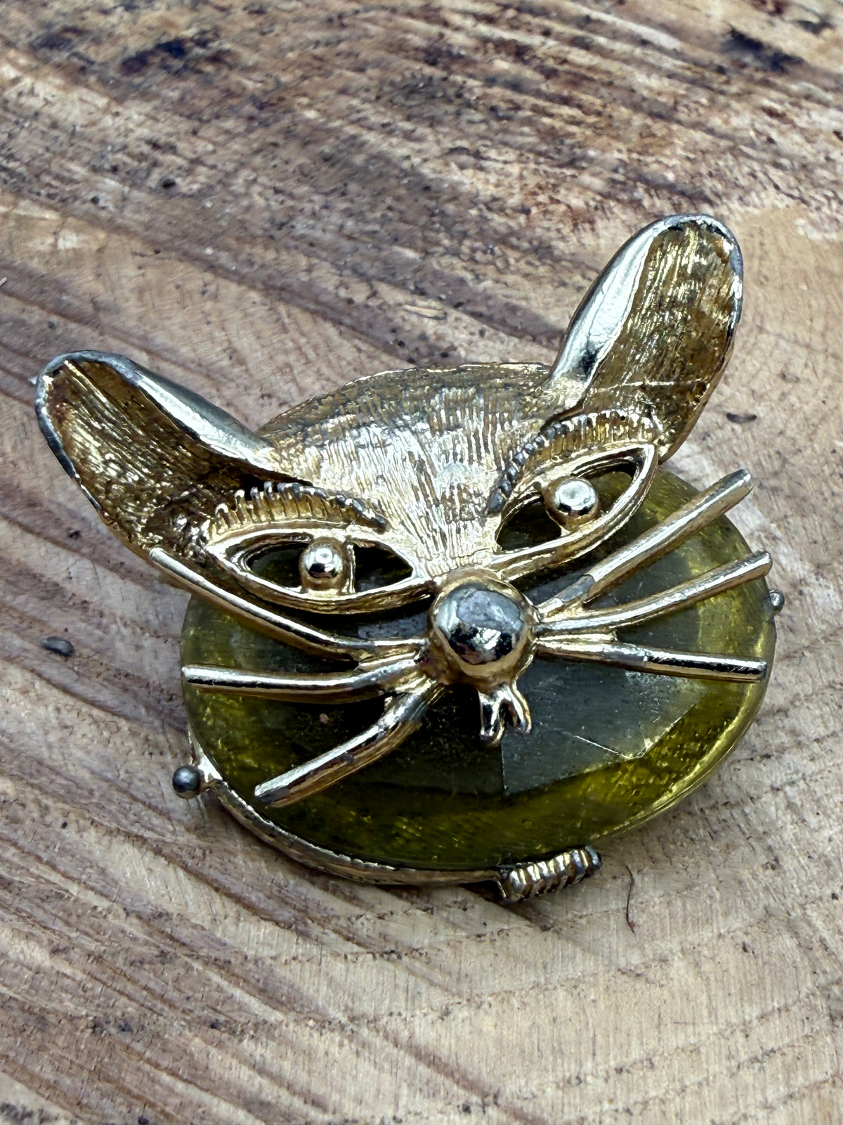 Vintage Quirky Cat Face Brooch