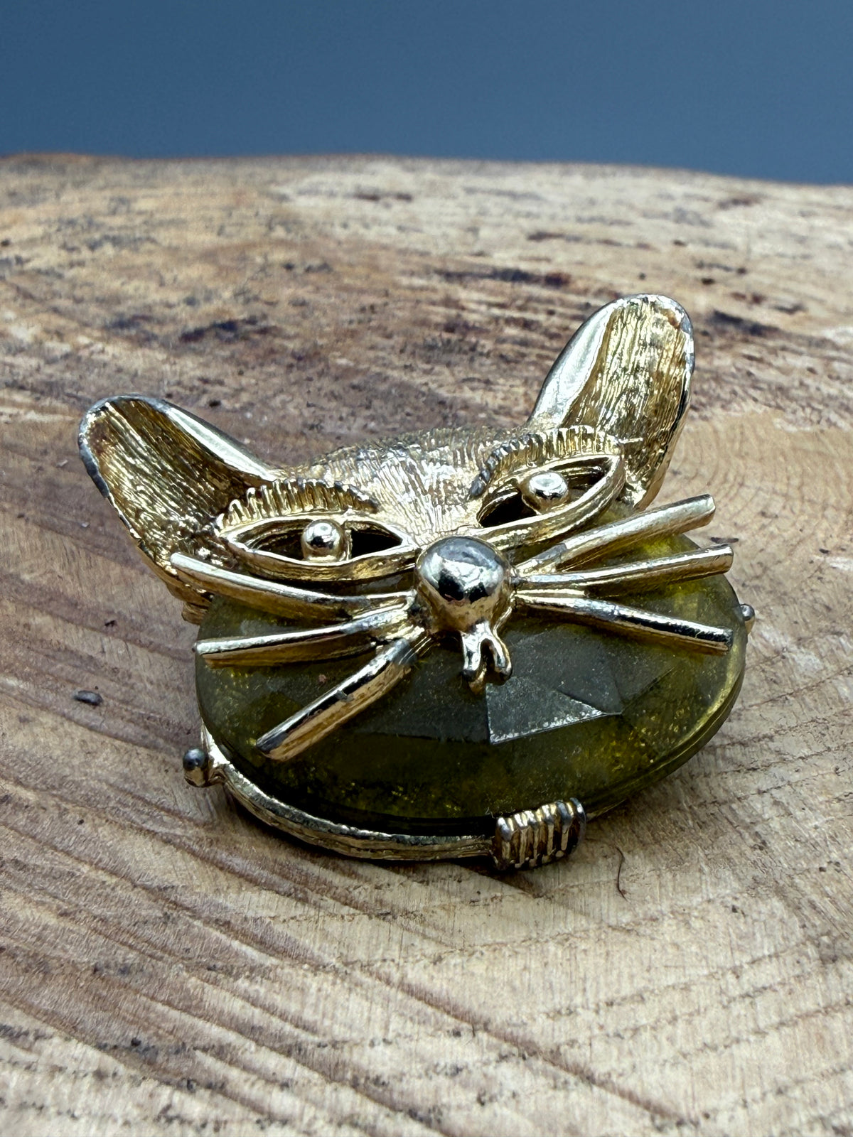 Vintage Quirky Cat Face Brooch