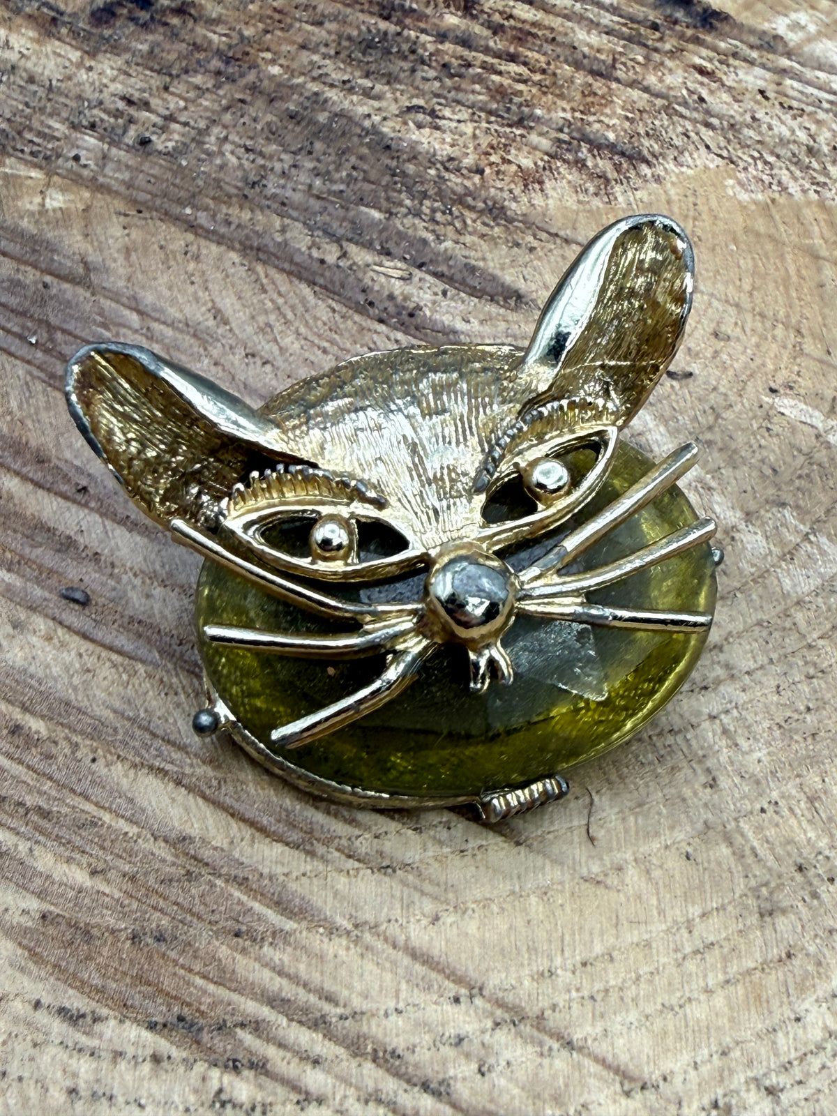 Vintage Quirky Cat Face Brooch